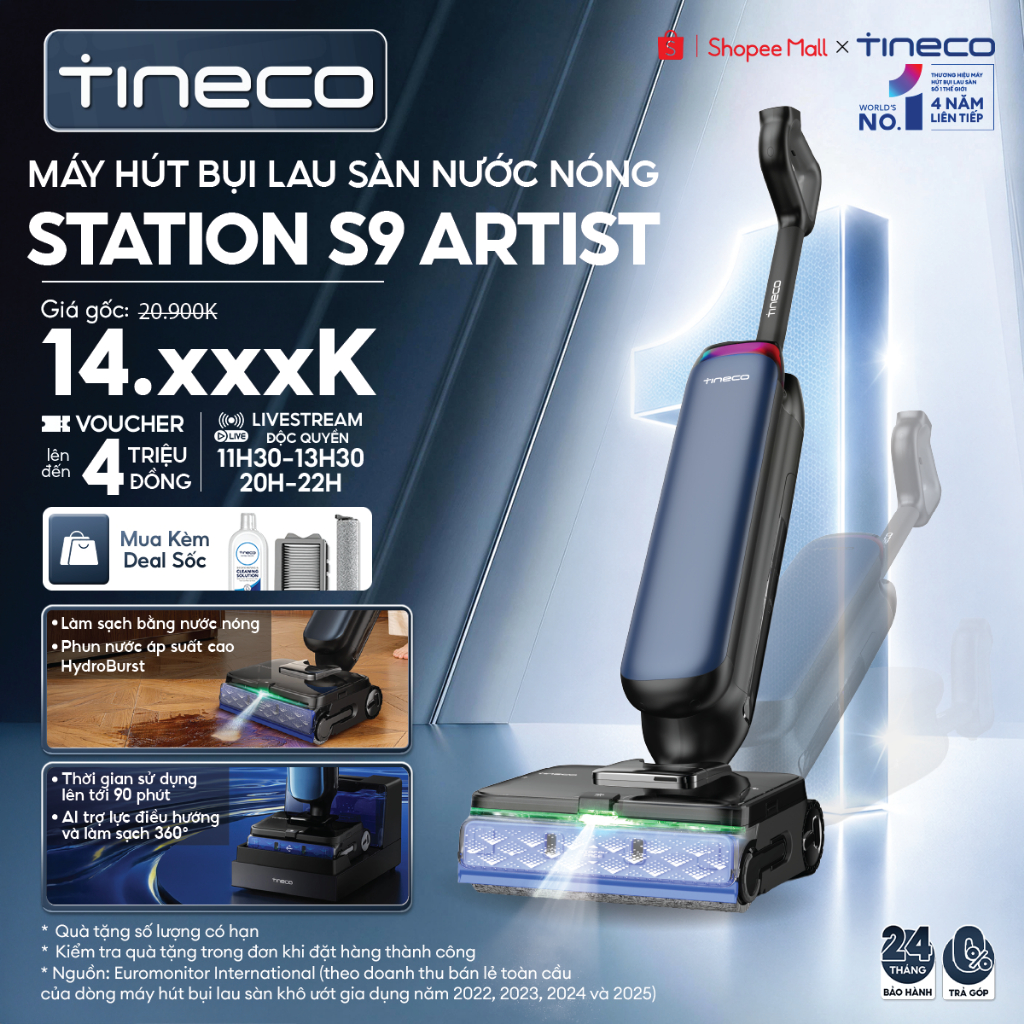 Máy hút bụi lau sàn Tineco S9 Artist Steam Pro/ S7 Max Pro/ S7 Stretch Steam/ S6 Stretch Max/ I6 Str