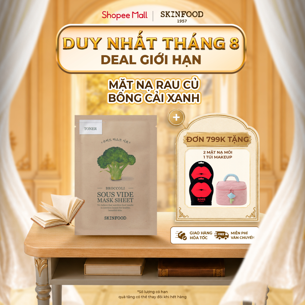 [QT] Mặt Nạ Giấy bông cải xanh Skinfood Sous Vide Mask Sheet (Phân loại mặt nạ sẽ đổi nếu hết hàng)