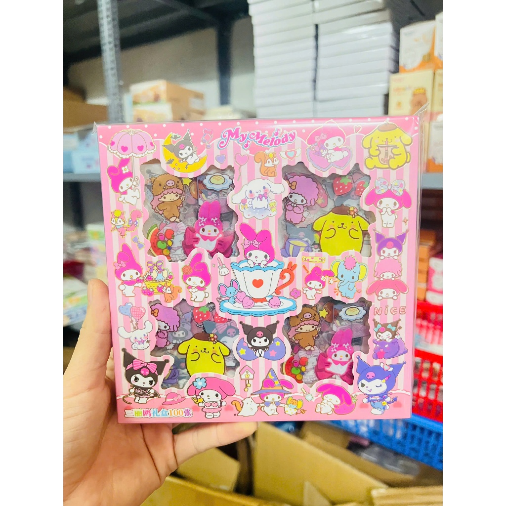 Hộp 100 tấm sticker cắt sẵn hoạt hình-shop Liam