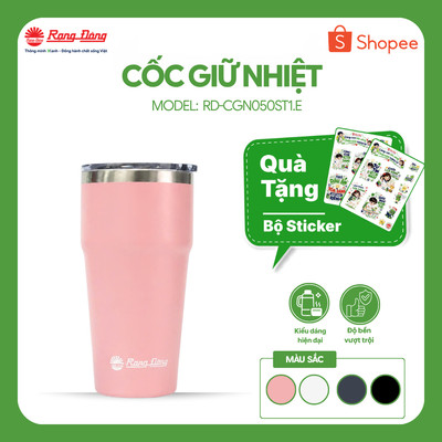 Cốc giữ nhiệt Rạng Đông RD-CGN050ST1.E 500ml, Inox 304, giữ nóng lạnh 12 giờ, nắp trượt tiện lợi