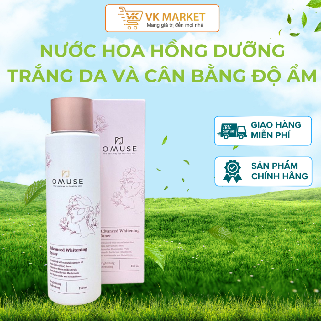 Nước Hoa Hồng OMUSE Dưỡng Trắng Da Và Cân Bằng Độ Ẩm Advanced Whitening Toner Chiết Xuất Cám Gạo Giú