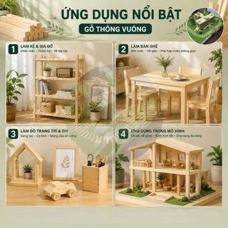 Combo 10 thanh gỗ dài 80cm (8 10 12 15 20 25 30 40 50)
