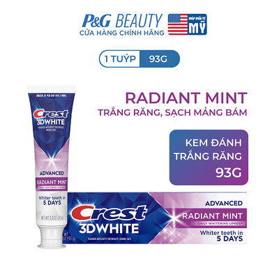 [VHLxP&G Import] Kem đánh trắng răng Crest 3D White Radiant Mint 93g - Mỹ