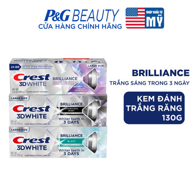 [VHLxP&G Import] Kem đánh răng Crest 3D White Brilliance Trắng Sáng Vượt Trội 130g - Mỹ
