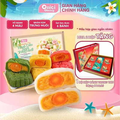 Set làm bánh trung thu dẻo kem trứng muối thành phẩm 6 bánh ONICI (100gr/bánh)