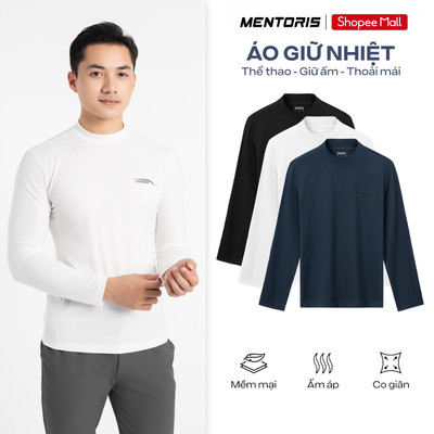 Áo Giữ Nhiệt Cổ 3 Phân MENTORIS Vải Thun Công Nghệ Heattech Giữ Nhiệt, Form Regular Fit MCTD25W012