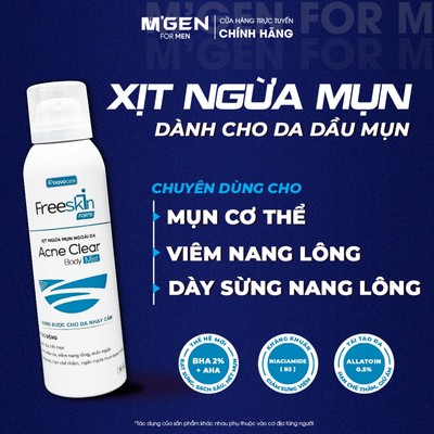 Xịt mụn lưng, ngực, mông freeskin forte giúp hỗ trợ giảm mụn, mờ thâm, dưỡng ẩm cho da