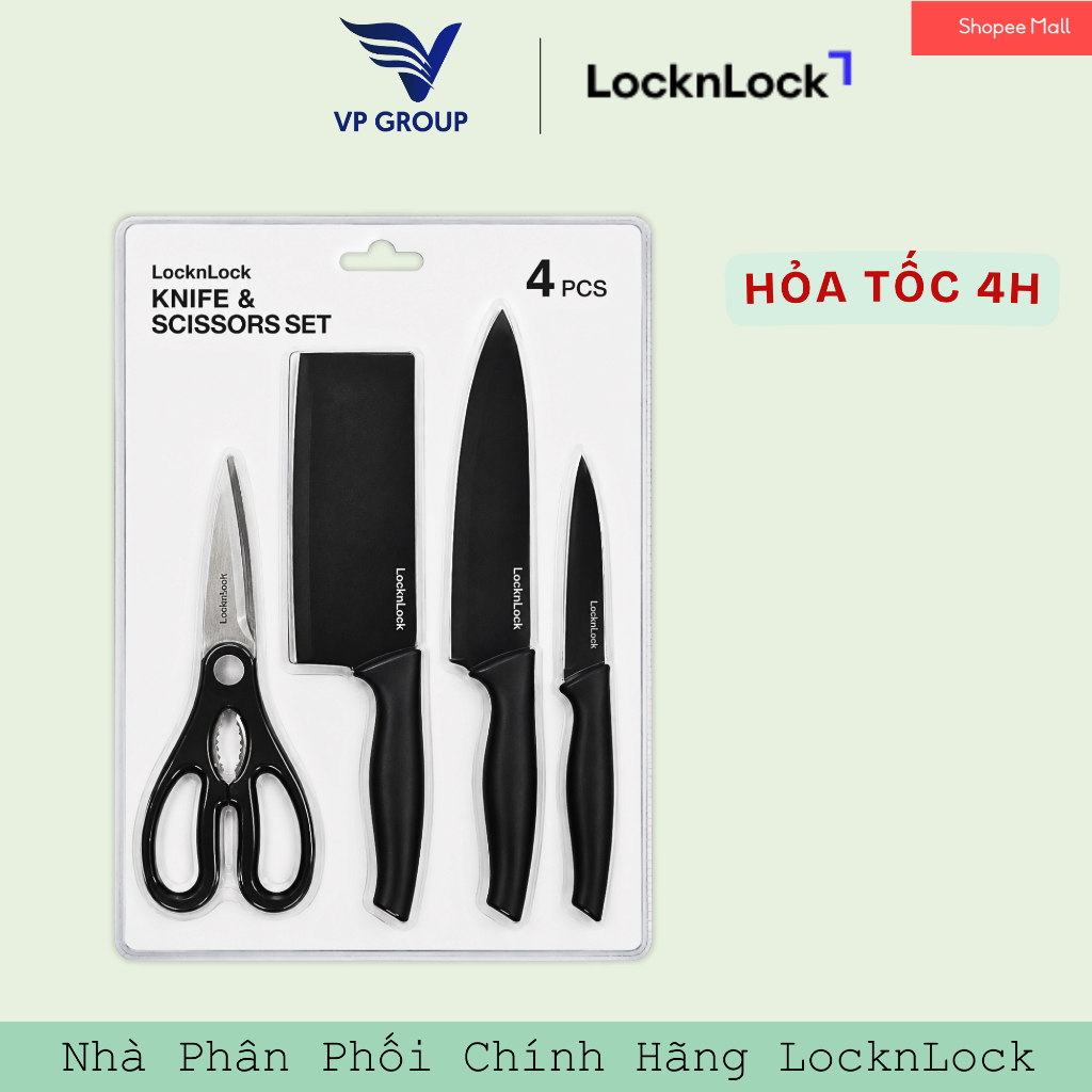 Bộ Dao Kéo 4 Món LocknLock chính hãng - CKK106S4