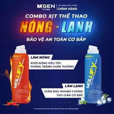 Combo Xịt móng lạnh Thể Thao Nóng - Lạnh Mollifynovo novocare khởi động siêu tốc - giãn cơ nhanh - bảo vệ cơ bắp (100mL)