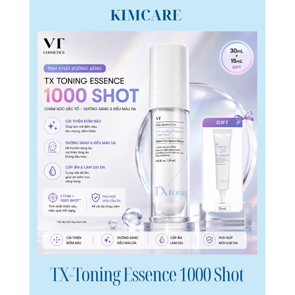 TX Toning Essence 1000 Shot 30ml + 15ml | Tinh Chất Dưỡng Sáng, Hỗ Trợ Mờ Thâm & Đều Màu Da