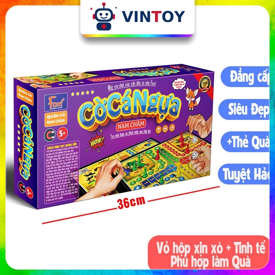 [Foxi] Cờ Cá Ngựa Nam Châm Foxi Size Lớn 36cm Chính Hãng Boardgame Đua Ngựa Đồ Chơi Ngày Tết Gấp Gọn