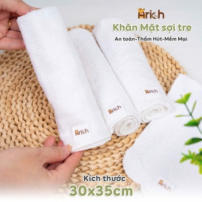 Khăn mặt (1 cái) Arich vải sợi tre cho bé kích thước 30x35cm