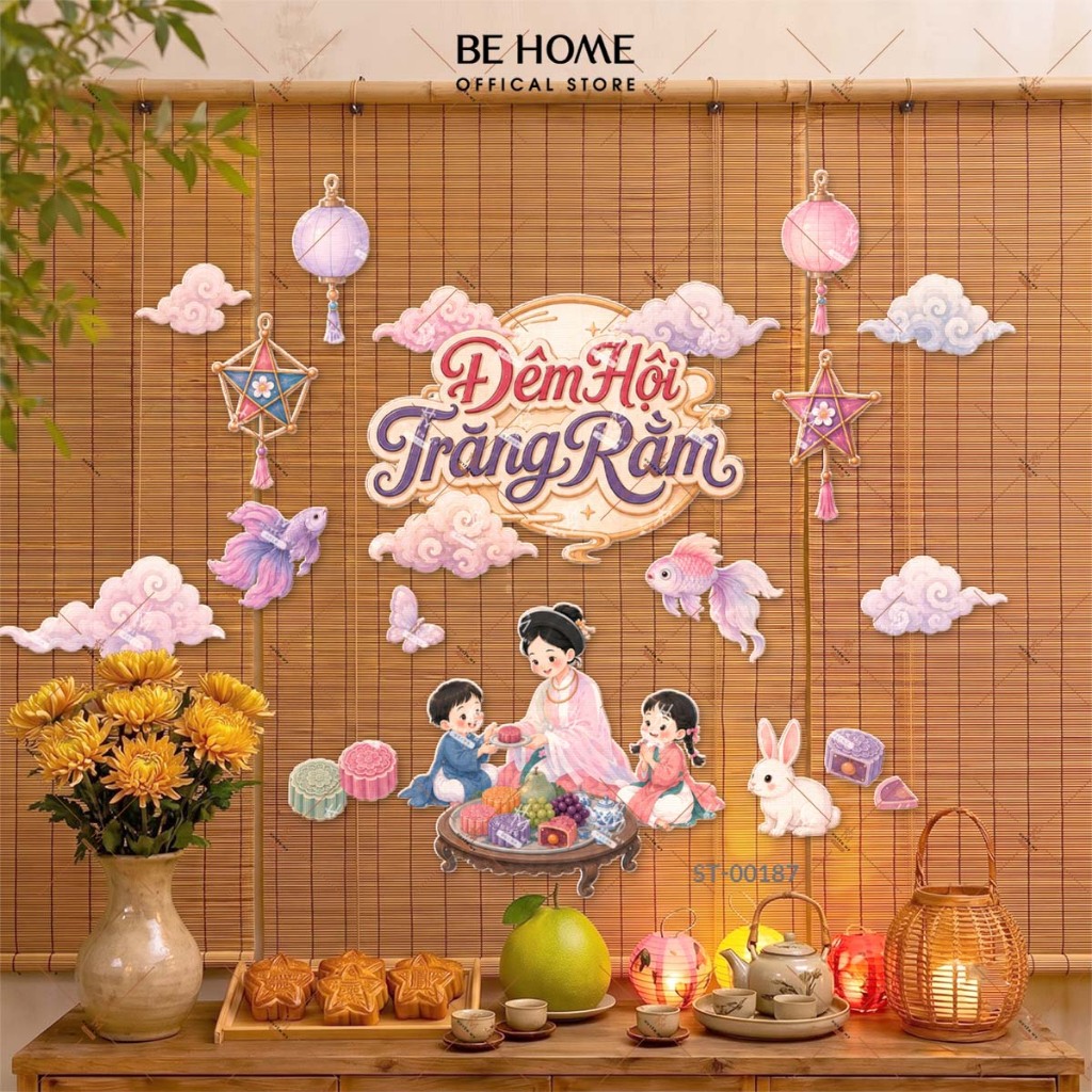 Set Sticker Dán Tường Trung Thu, Nhiều Mẫu , Trendy, Trang Trí Phòng Ngủ, Phòng Bé, Spa,Livestream -