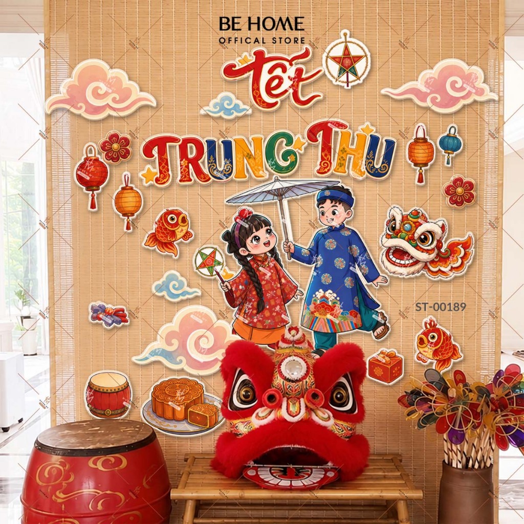 Set Dán Tường Trung Thu Đoàn Viên , Trendy, Trang Trí Phòng Ngủ, Phòng Bé, Spa,Livestream - Behome D