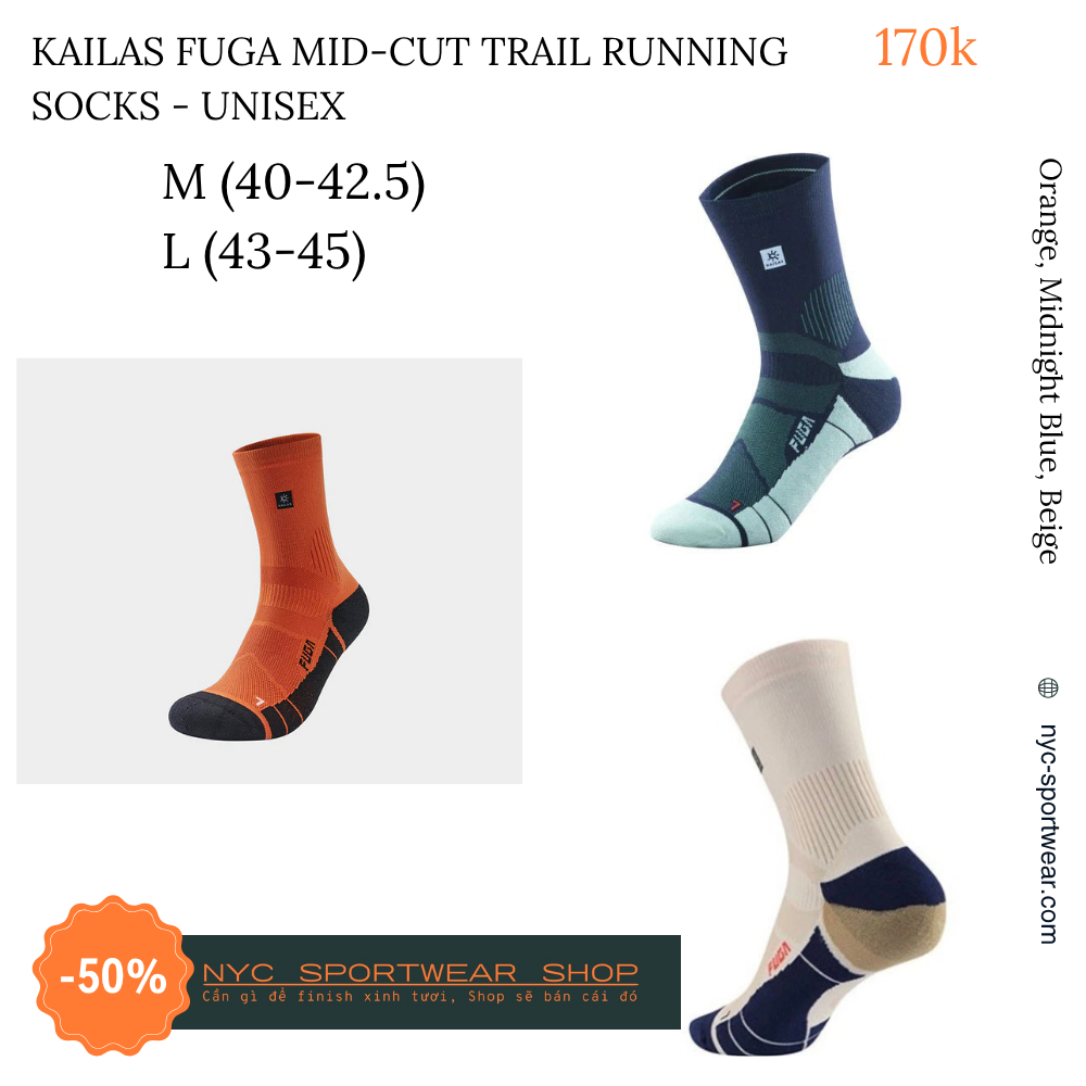 Tất Kailas Fuga Mid-cut Trail Running Socks