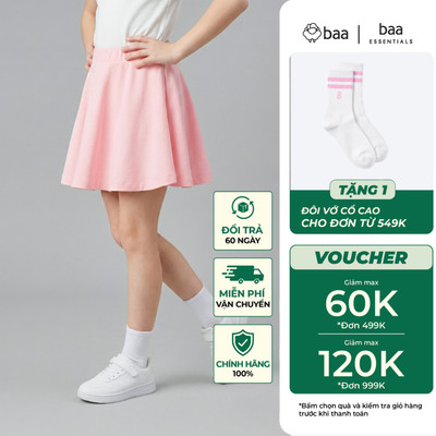 [Đơn 549k nhận 1 đôi vớ] Chân váy thể thao siêu nhẹ cho bé gái chống nắng, mát mẻ, mềm mịn 5 - 14 tuổi Baa Active CV29N