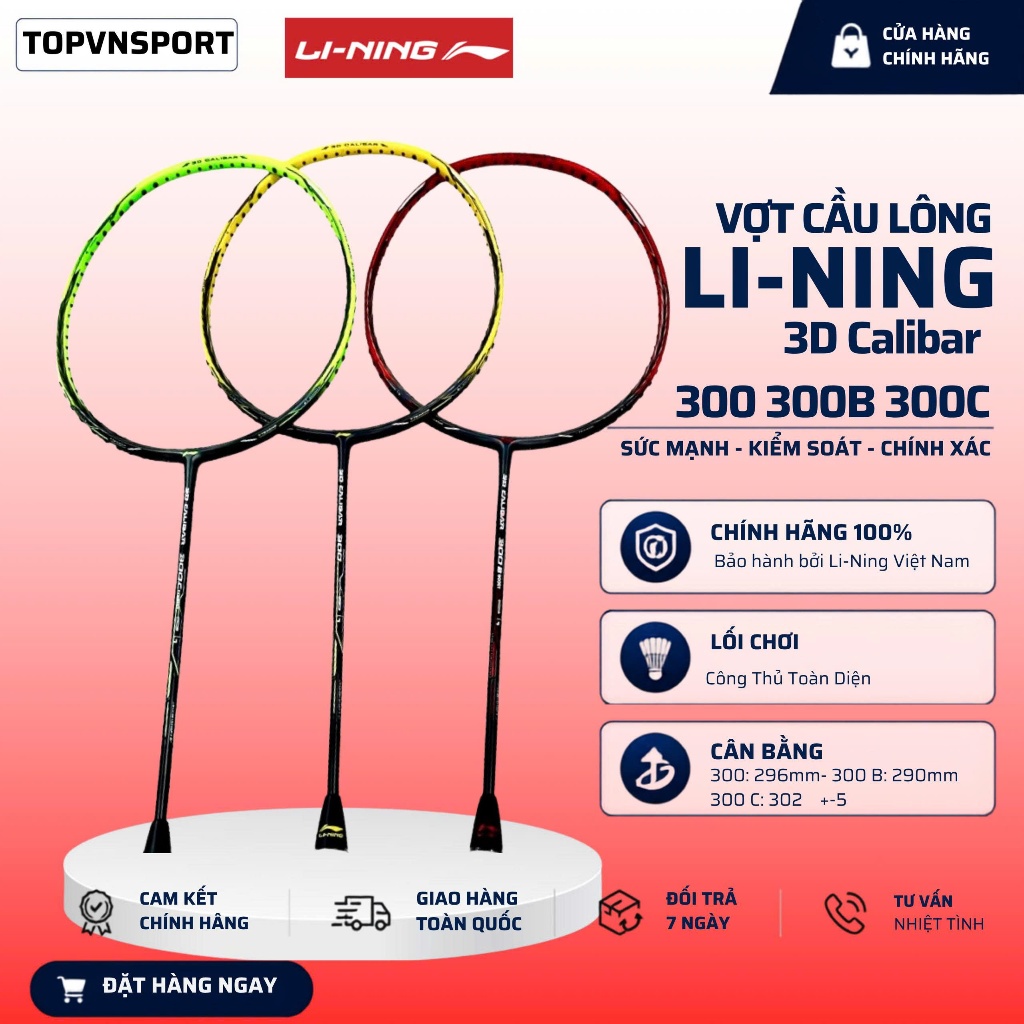 Vợt cầu lông Lining 3D Calibar 300 300B 300C - Chính Hãng - Quà Tặng