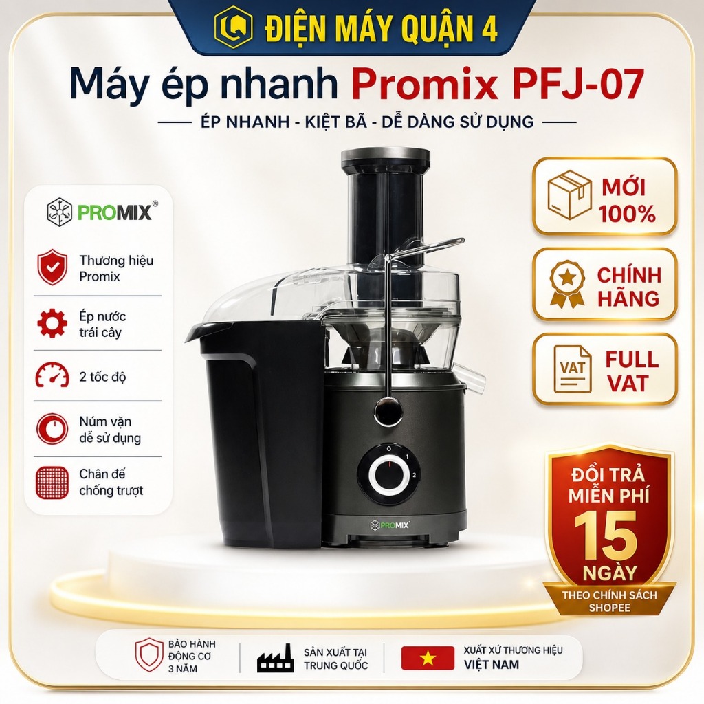 Máy Ép Trái Cây Promix PFJ-07 Ép Nhanh 1000W Ống Nhồi 85mm