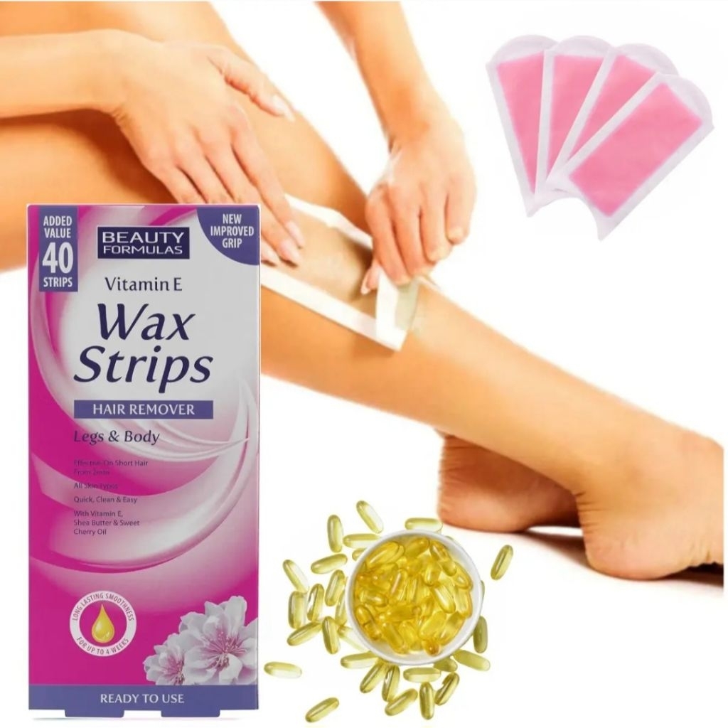 🌸 Miếng dán tẩy lông toàn thân 40 lần wax Beauty Formulas Wax Strips Legs and Body