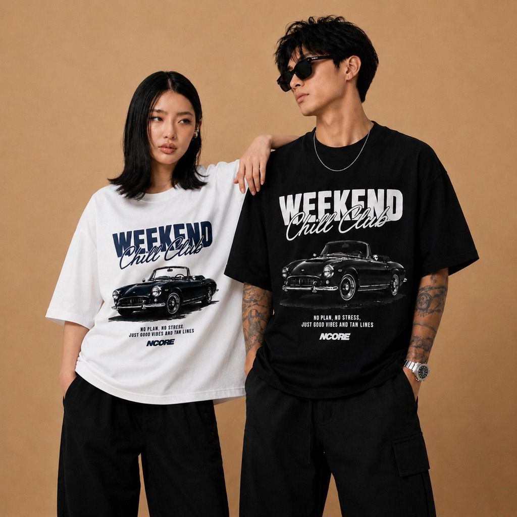 Áo Thun Oversize Nam Nữ WEEKEND CHILL CLUB 100% Cotton Cao Cấp By N-CORE Local Brand