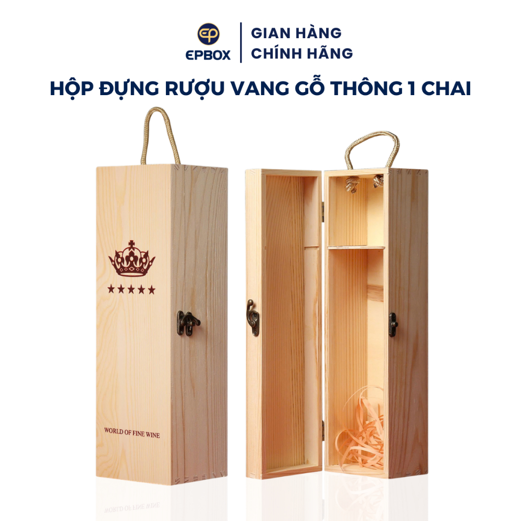 Hộp Đựng Rượu Vang Gỗ Thông Đơn Epvina