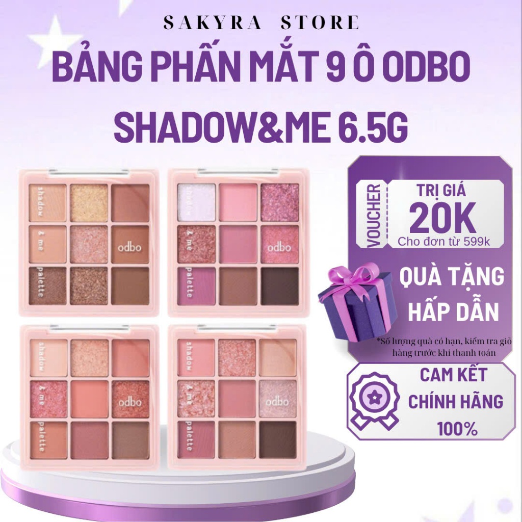 Bảng Phấn Mắt Odbo 9 Ô Shadow Me Vỏ Hồng Palette Odbo Cosmetics