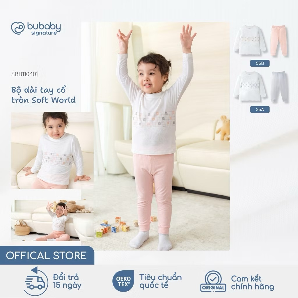 Bộ dài tay cổ tròn Soft World Bubaby SBB110401 | Đồ Bubaby chính hãng