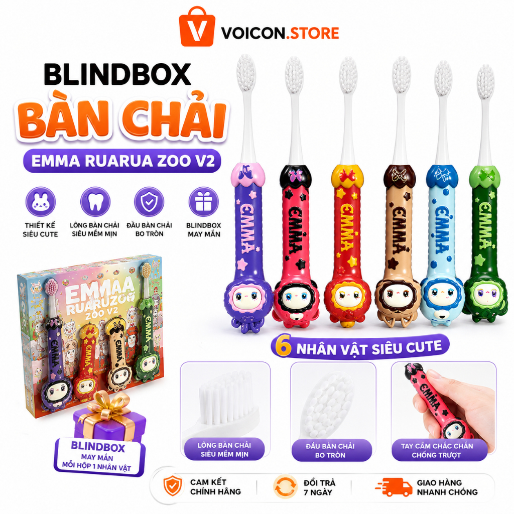 Blindbox bàn chải Emma Ruarua Zoo v2 - Bàn chải đánh răng dễ thương VOICON-[AZ11]