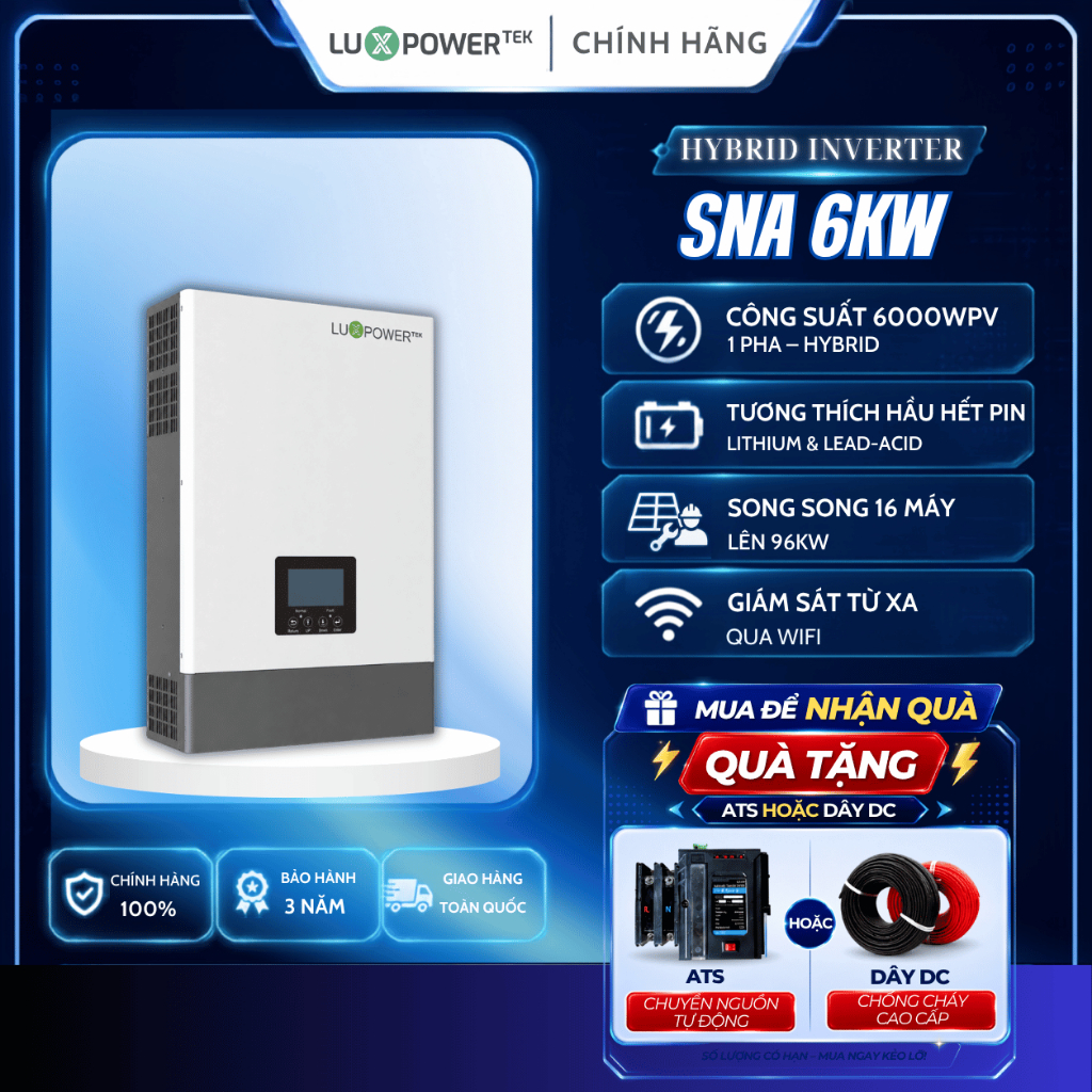 Inverter Hybrid LUXPOWER 6KW | MUA ĐỂ NHẬN QUÀ TẶNG ATS 100A HOẶC DÂY DC
