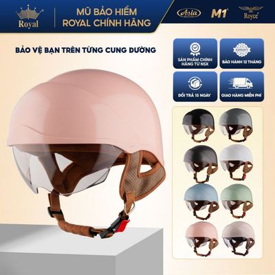 Mũ bảo hiểm 1/2 Royal M38K kính âm màu trà gọn nhẹ, phù hợp nam nữ đi xe máy, size L XL chính hãng