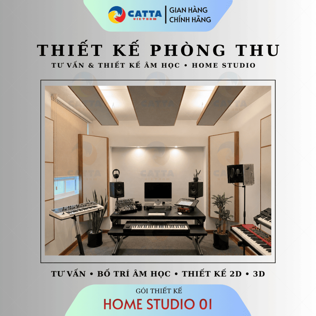 Thiết Kế Phòng Thu HOME STUDIO 01 CATTA – Tư Vấn Âm Học, Bố Trí Tiêu Âm, Thiết Kế 2D 3D Studio