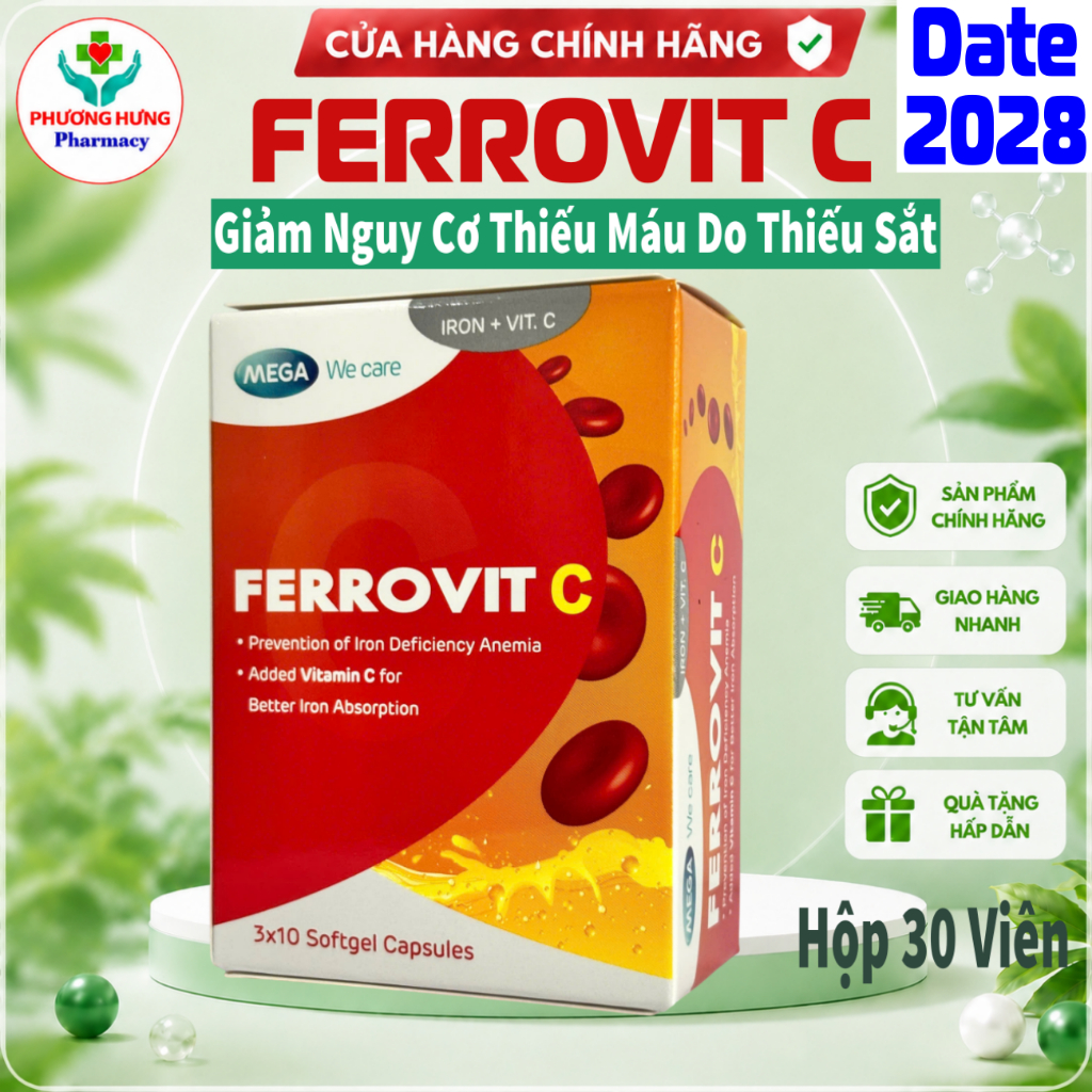 Ferrovit C Hỗ Trợ Giảm Nguy Cơ Và Các Triệu Chứng Thiếu Máu Do Thiếu Sắt - Hộp 30 Viên