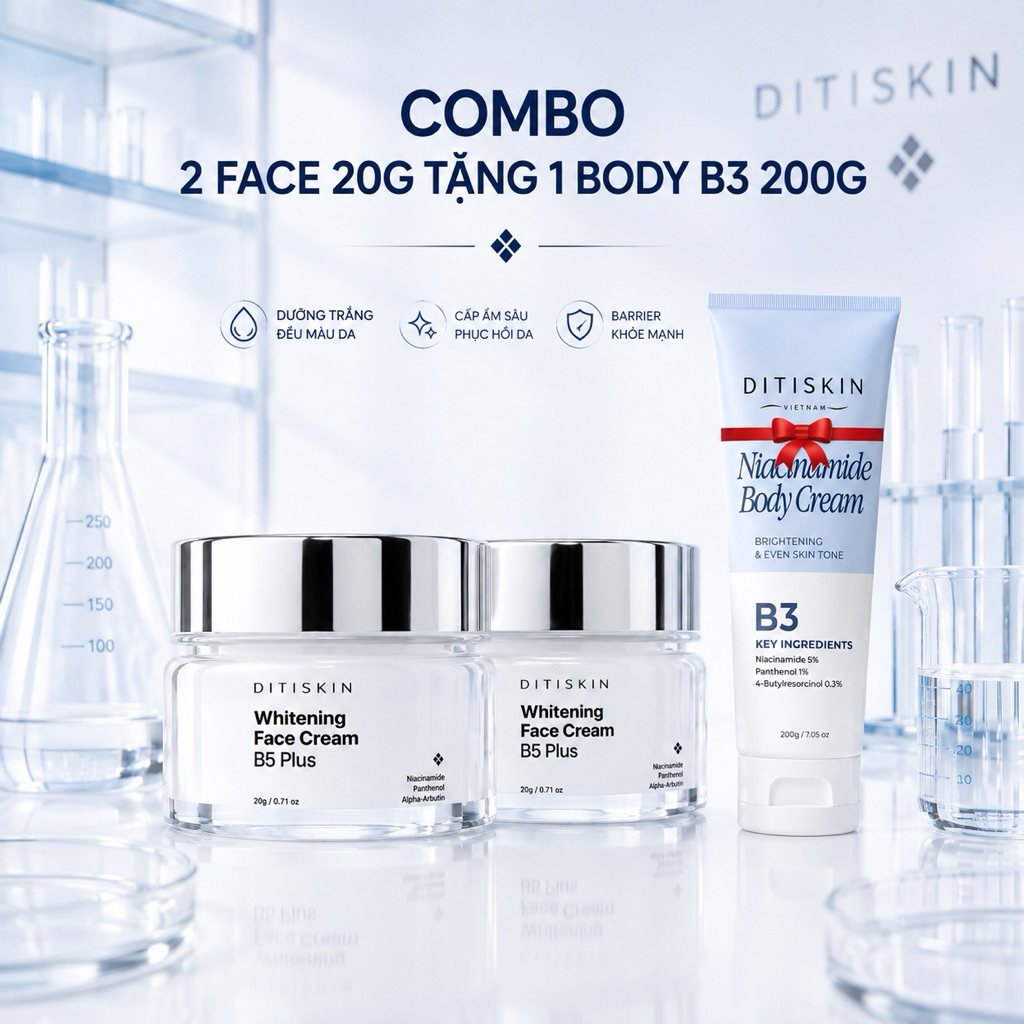 [ COMBO 2 FACE TẶNG 1 BODY B3 ] BỘ SẢN PHẨM CHĂM SÓC DA MẶT DITISKIN, GỒM 2 KEM FACE 20G TẶNG KÈM 1 