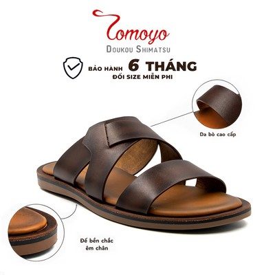 SIÊU SALE 8.8-Dép Nam Tomoyo Thủ Công Da Bò Cao Cấp TMD10402