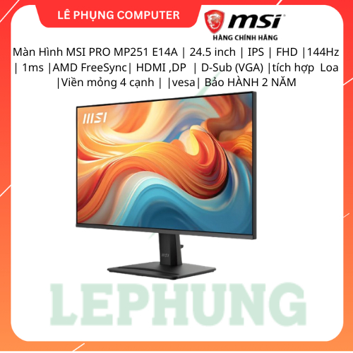 Màn hình máy tính MSI Pro MP251 E2 | 24.5" FHD 1920 x 1080 120Hz /1ms/ IPS | Loa tích hợp | DP/HDMI/