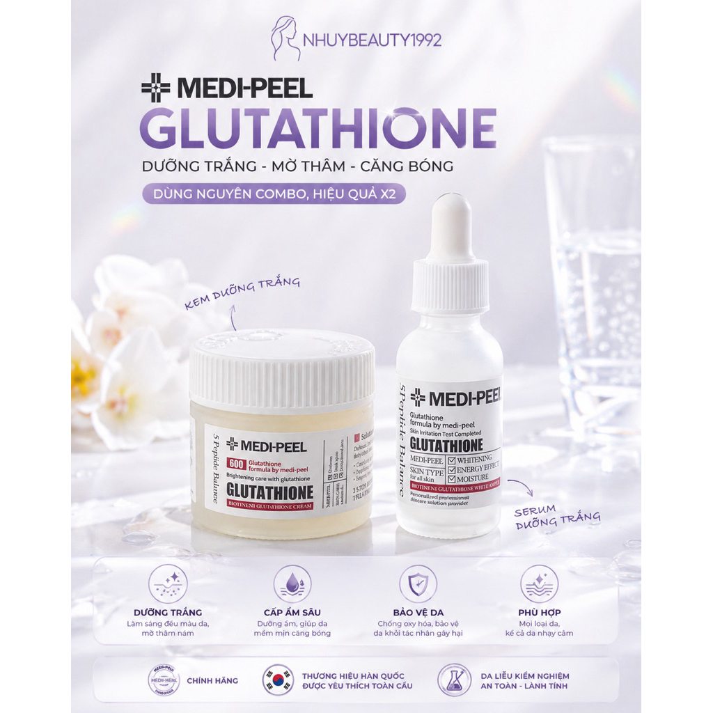 Combo Serum - Kem Dưỡng Medi-peel Glutathione 600mg