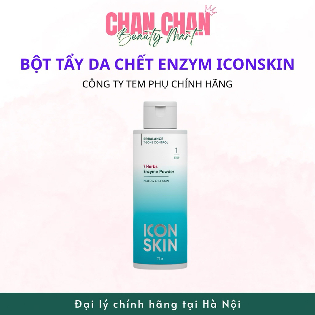 [Đại lý chính hãng] Bột tẩy da chết enzyme Icon Skin 7 Herbs Enzyme Powder 75g | Dành cho da hỗn hợp