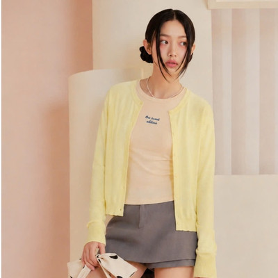 Áo OLV len cardigan cổ tròn dài tay dáng basic  Yona Long Sleeve nhiều màu phù hợp đi làm đi chơi