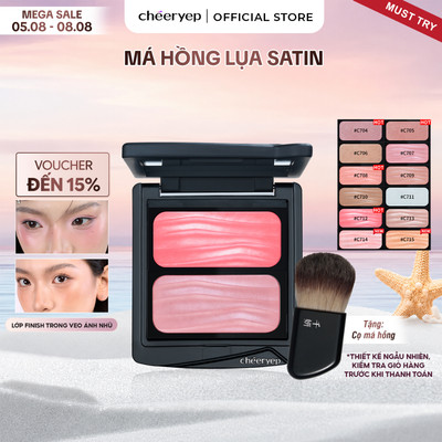 [chéeryep] Combo 2 Ô Má Hồng Satin CHEERYEP Tiệp Da Tự Nhiên Căng Bóng Sáng Da Không Lộ Phấn Kèm Hộp 2.2gx2