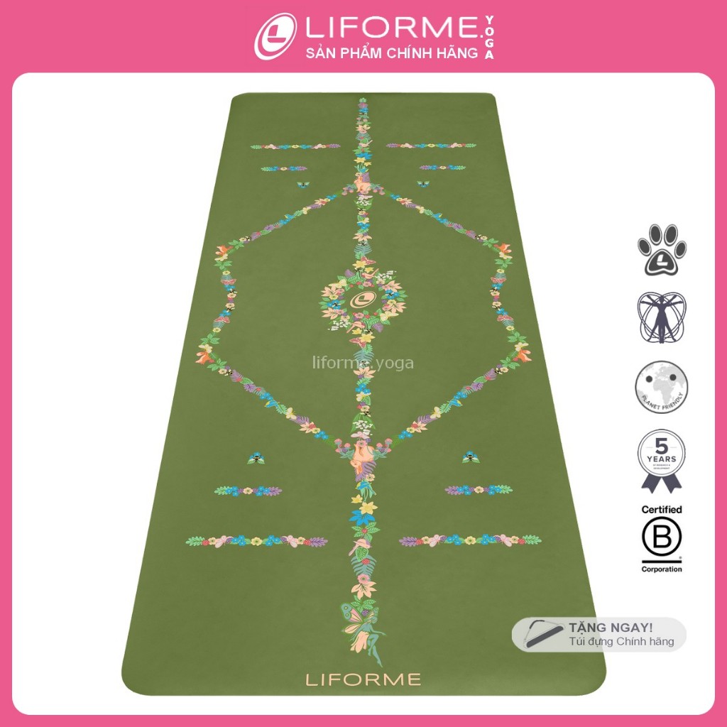 Thảm tập yoga Liforme Enchanted Forest Awakenings - Olive
