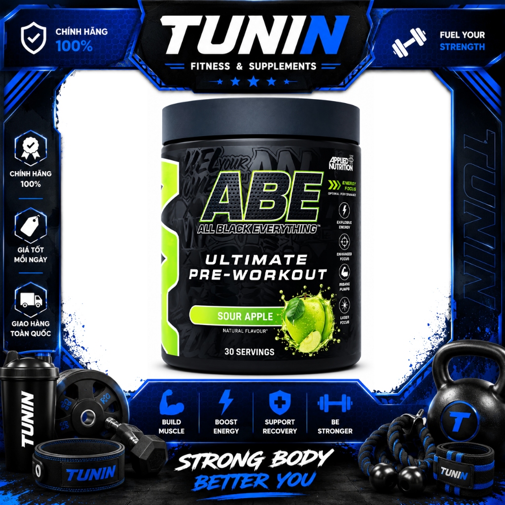 Applied Nutrition ABE Pre-Workout – Pre Tập Tăng Năng Lượng, Tập Trung & Hỗ Trợ Sức Bền Vị Táo