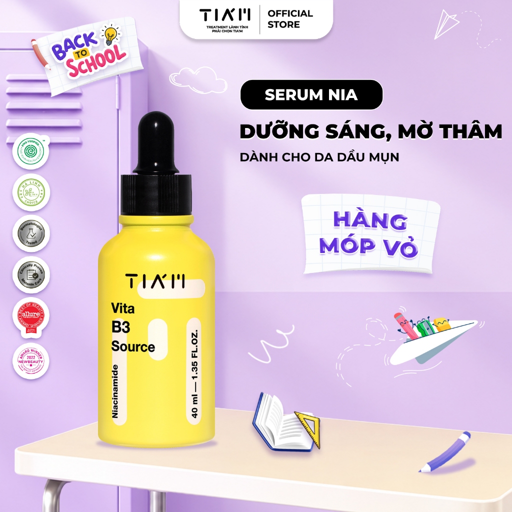 Serum Dưỡng Sáng, Mờ Thâm Niacinamide 10%, Arbutin 2% Tia'm Vita B3 Source 40ml