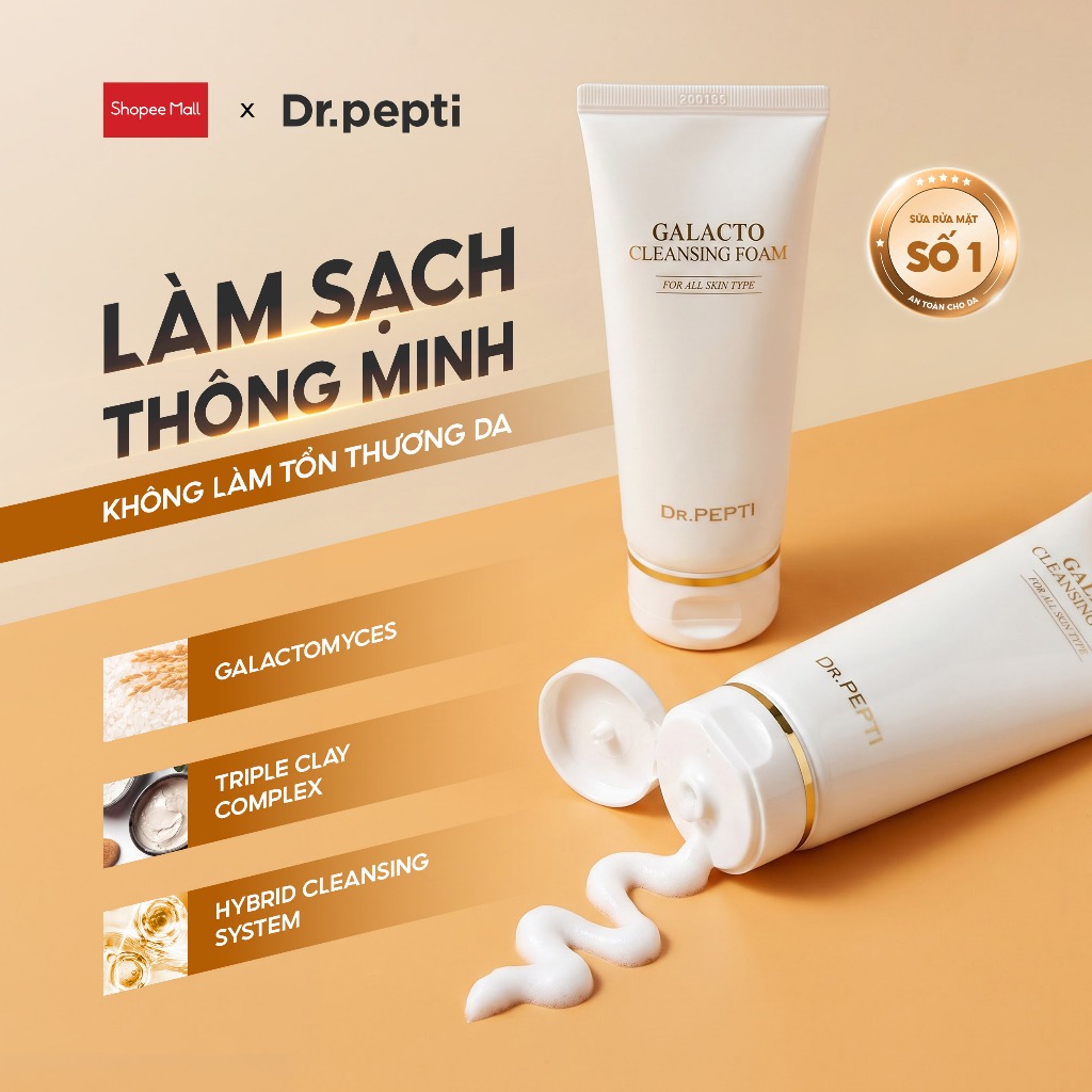 [TH] Sữa Rửa Mặt Gạo Dr.Pepti 110ml Không Xà Phòng, Dịu Nhẹ, Làm Sạch Sâu, Giúp Da Sáng Mịn