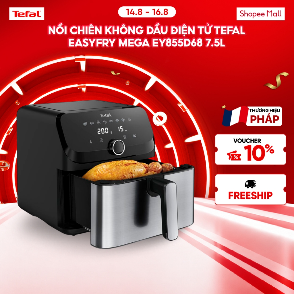 Nồi chiên không dầu điện tử Tefal EY855D68 EasyFry Mega 7.5L
