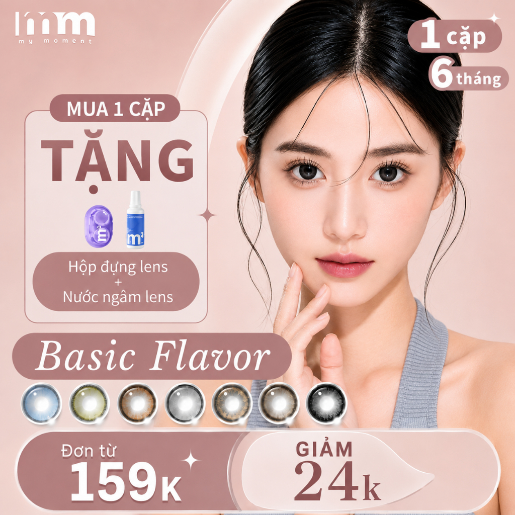 MM Basic Flavor xám, đen, xanh dương, xanh lá, nâu DIA 14.2-14.5mm kiểu mặt mộc, đeo hàng ngày, ngọt