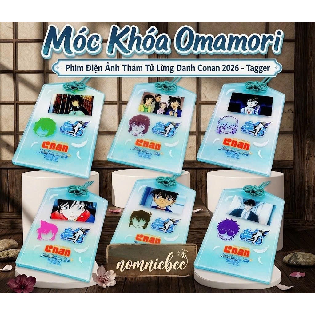 Móc Khóa Acrylic Omamori Conan Movie 2026 - Quà Tặng Phim Độc Quyền (Conan, Sera, Miwako, Furuya)