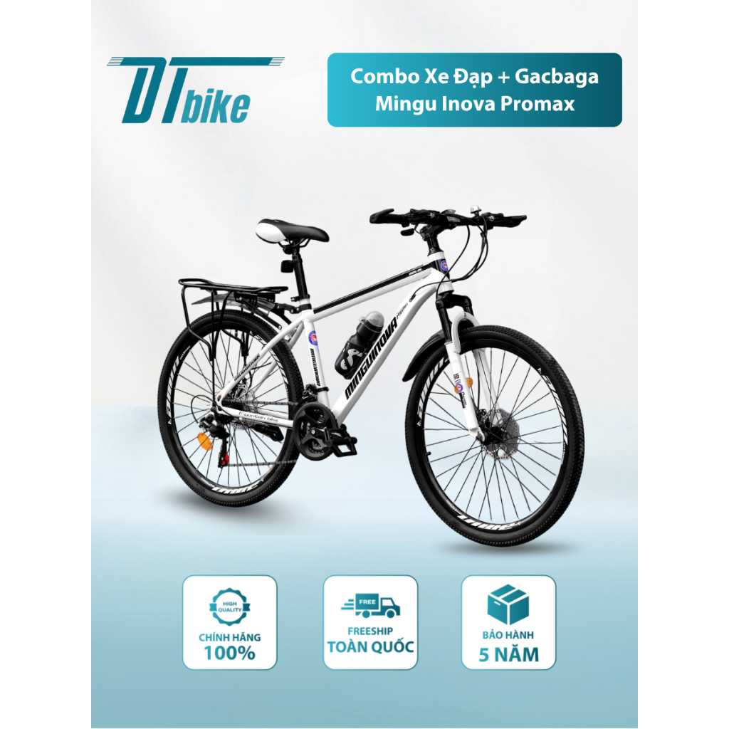 [Combo Tiện Ích] Xe Đạp Thể Thao Mingu Inova Promax + Gacbaga - Xe Đạp Địa Hình 21 Tốc Độ, Phanh Đĩa