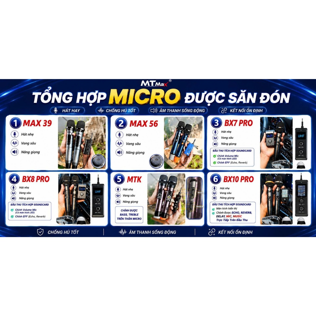 [Tổng hợp] Micro đa năng MTMAX Max39,Max56 Pro, MTK 1A+, BX7,BX8,BX10 , cho Karaoke gia đình, Loa ké
