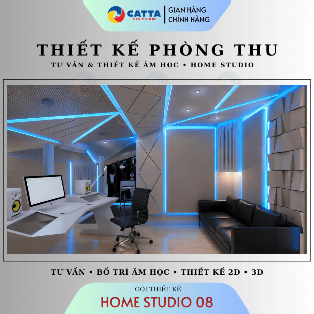 Thiết Kế Phòng Thu Home Studio 08 CATTA – Tư Vấn Âm Học, Tiêu Âm, Thiết Kế Studio 2D 3D