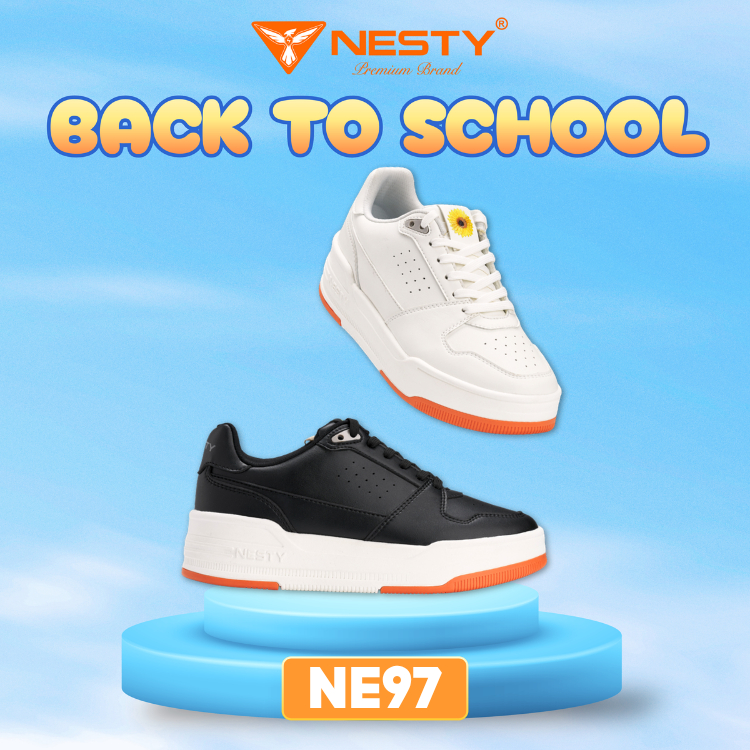 [NE97]Giày Sneaker Nam Nữ NESTY - Giày Thể Thao Da Cao Cấp Đế Tăng Chiều Cao Phối Màu Cam Năng Động 